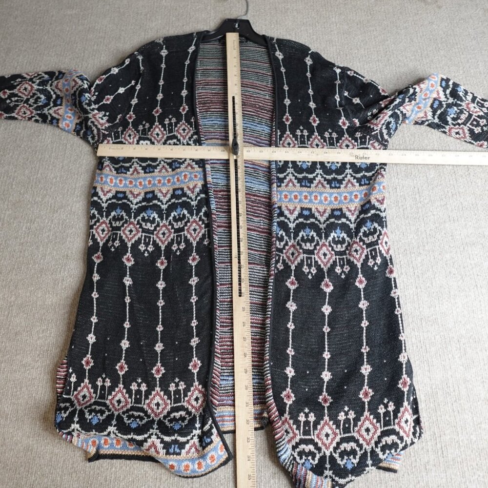 Peruvian Connection Black Multi-Color Patterned Open Cardigan - Picture 4 of 9